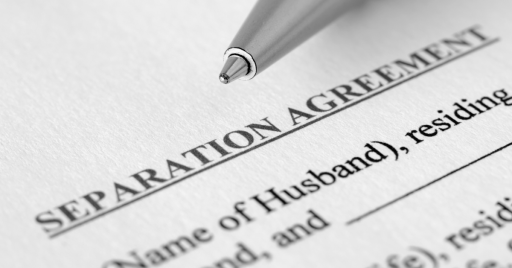 separation agreement placed on a table